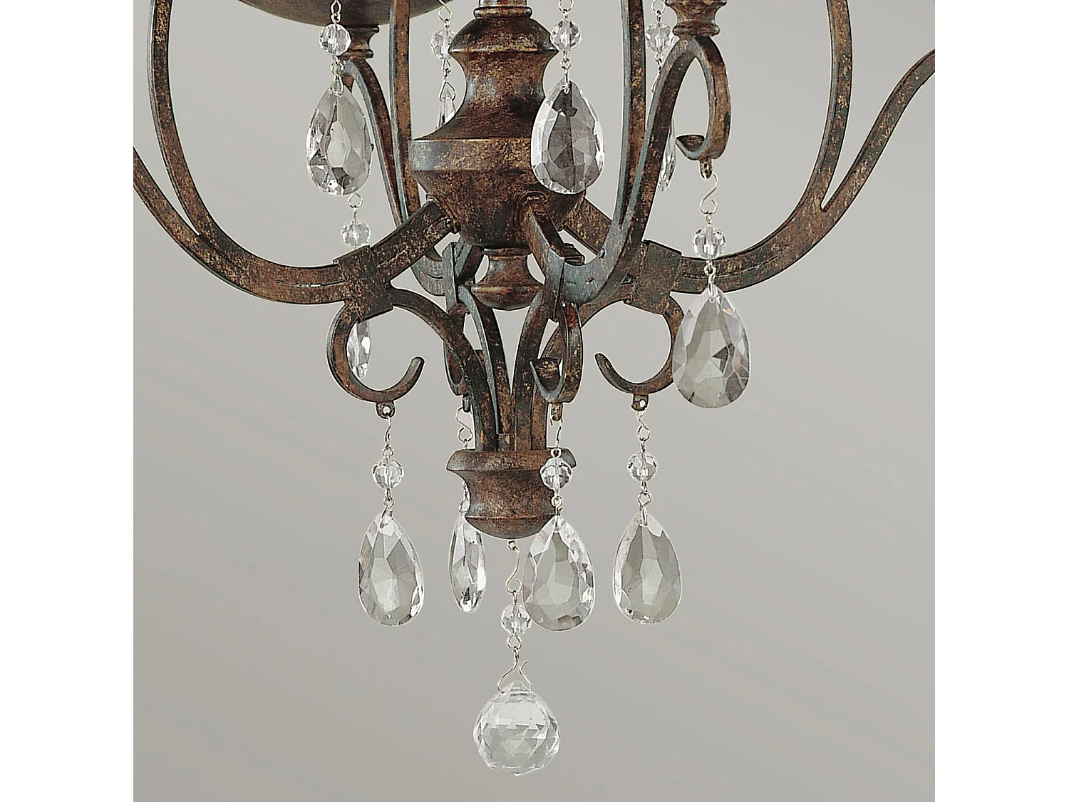 Lampadario Contemporaneo Chateau Acciaio Bronzo Moka Cristallo 4 Luci E14