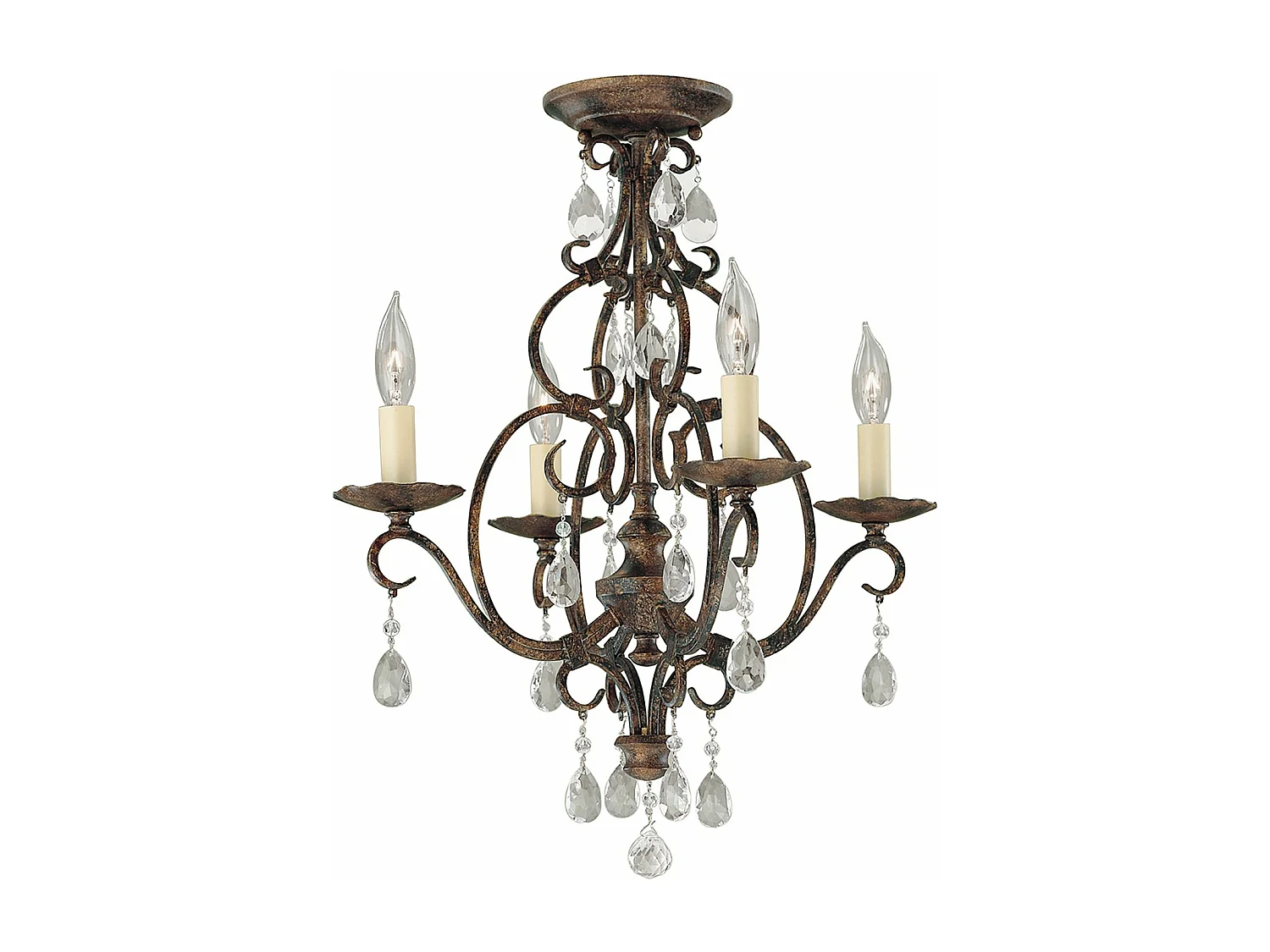 Lampadario Contemporaneo Chateau Acciaio Bronzo Moka Cristallo 4 Luci E14