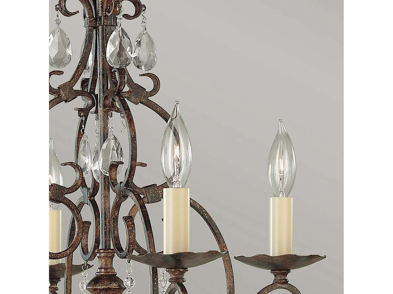 Lampadario Contemporaneo Chateau Acciaio Bronzo Moka Cristallo 4 Luci E14