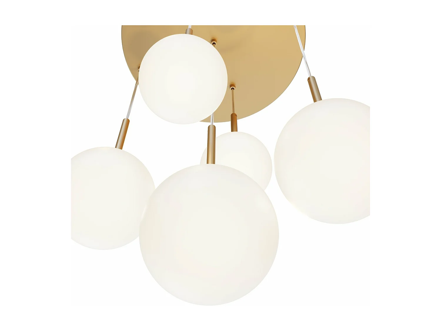 Lampadario A Sospensione Moderno Basic Form Metallo Oro Vetro 5 Luci E14 40W