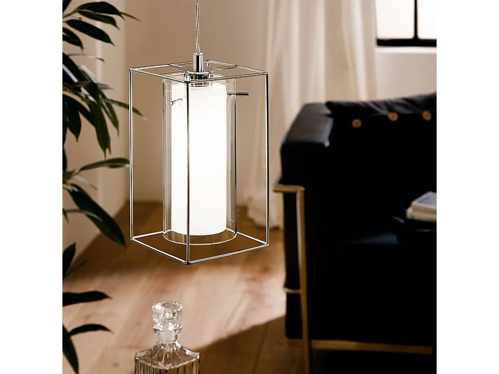 Lampadario Industrial Loncino 1 Luce Acciaio Cromo