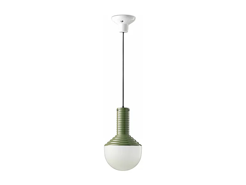 Sospensione Vintage Grande Decò Selaron Ceramica Verde Salvia 1 Luce E27