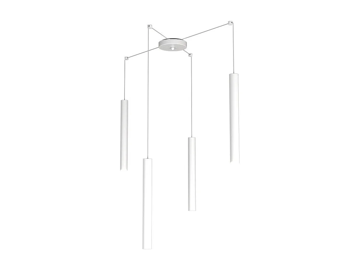 Round Tube Sospensione 4 Luci Bianco Cavo Cm.250 Con Base