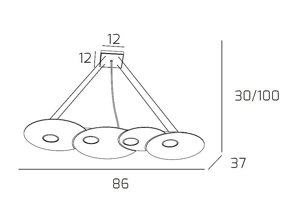 Cloud Sospensione 4 Luci Rettangolare Sabbia