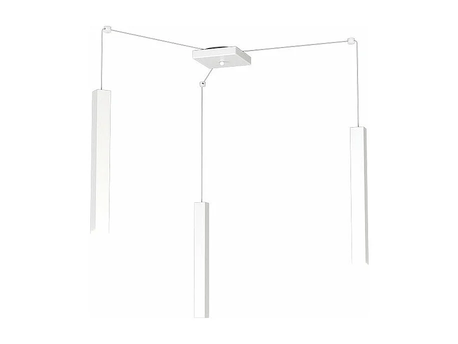 Square Tube Sospensione 3 Luci Bianco Cavo Cm.250 Con Base
