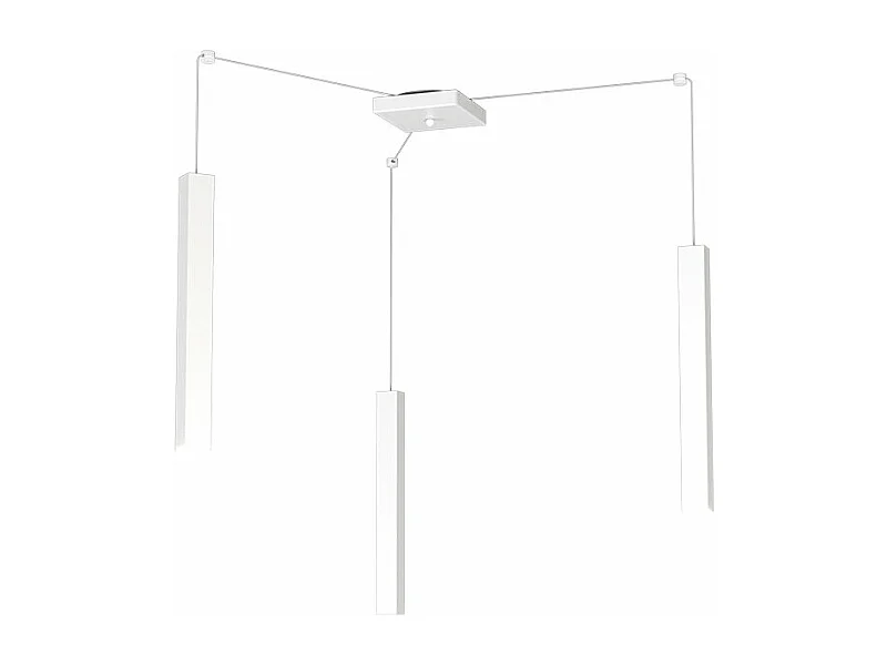 Square Tube Sospensione 3 Luci Bianco Cavo Cm.250 Con Base