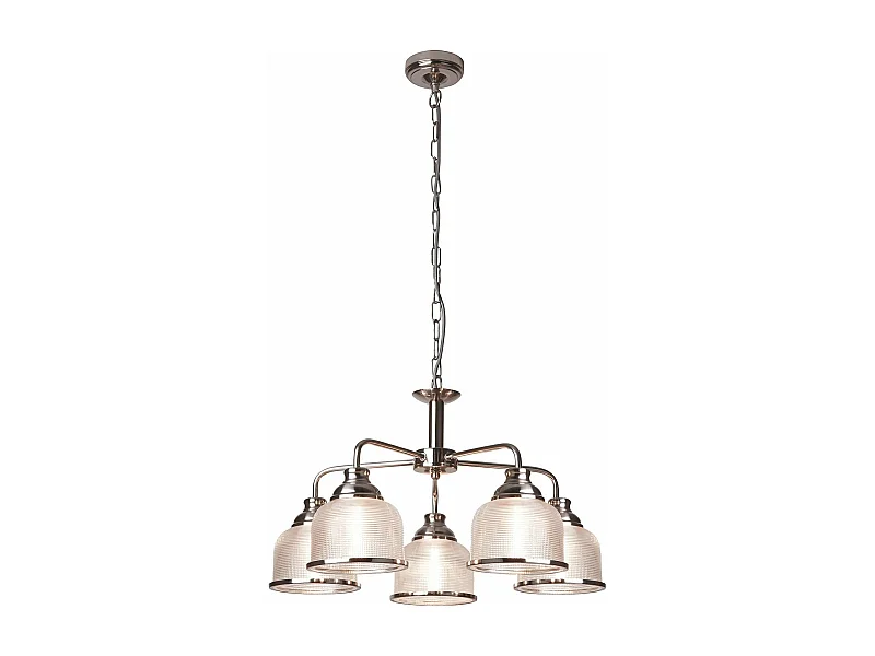 Searchlight Bistro - Sospensione a soffitto a 5 luci multibraccio argento, bianco, E27