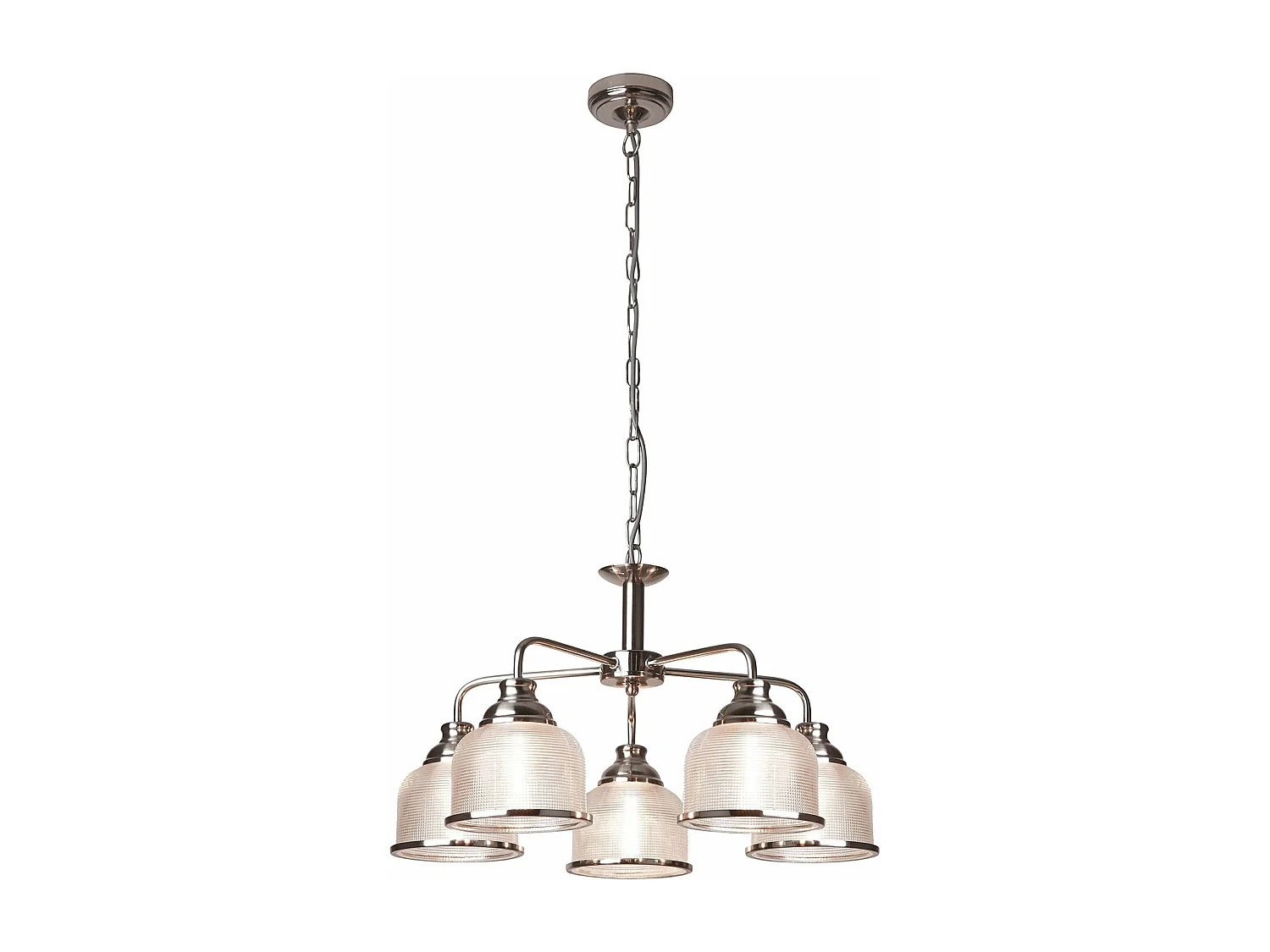 Searchlight Bistro - Sospensione a soffitto a 5 luci multibraccio argento, bianco, E27