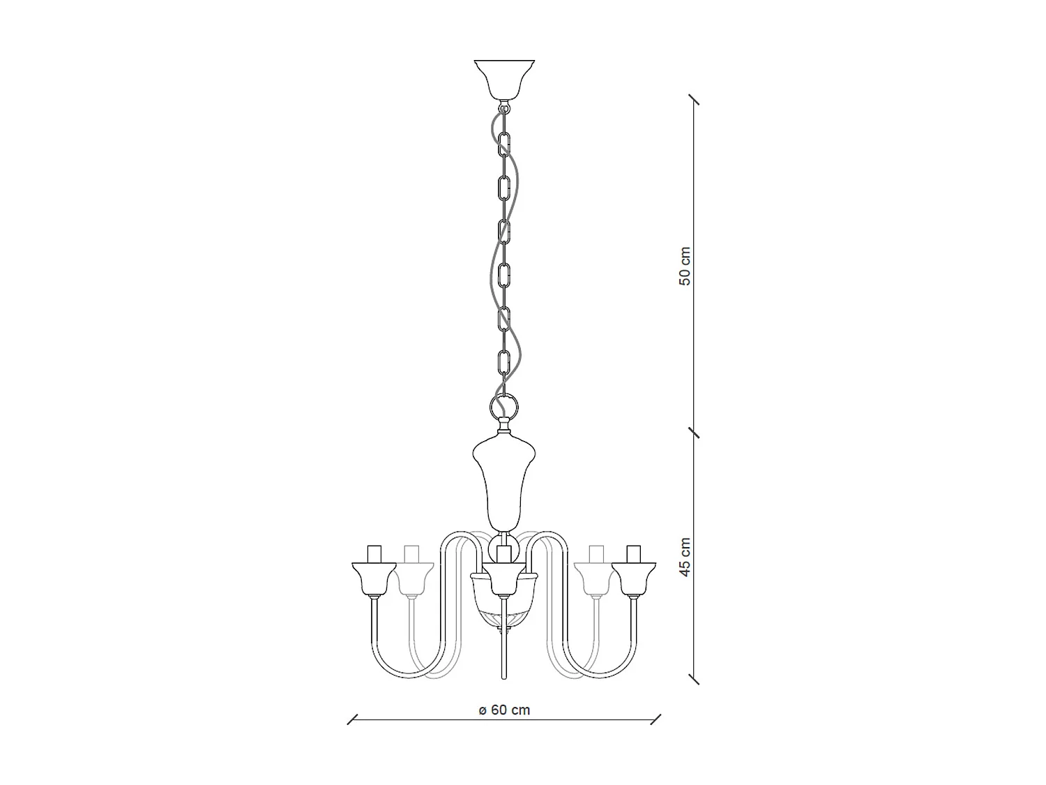 Lampadario Classico Sanremo Metallo E Ceramica Bianco Filo Blu 5 Luci E14