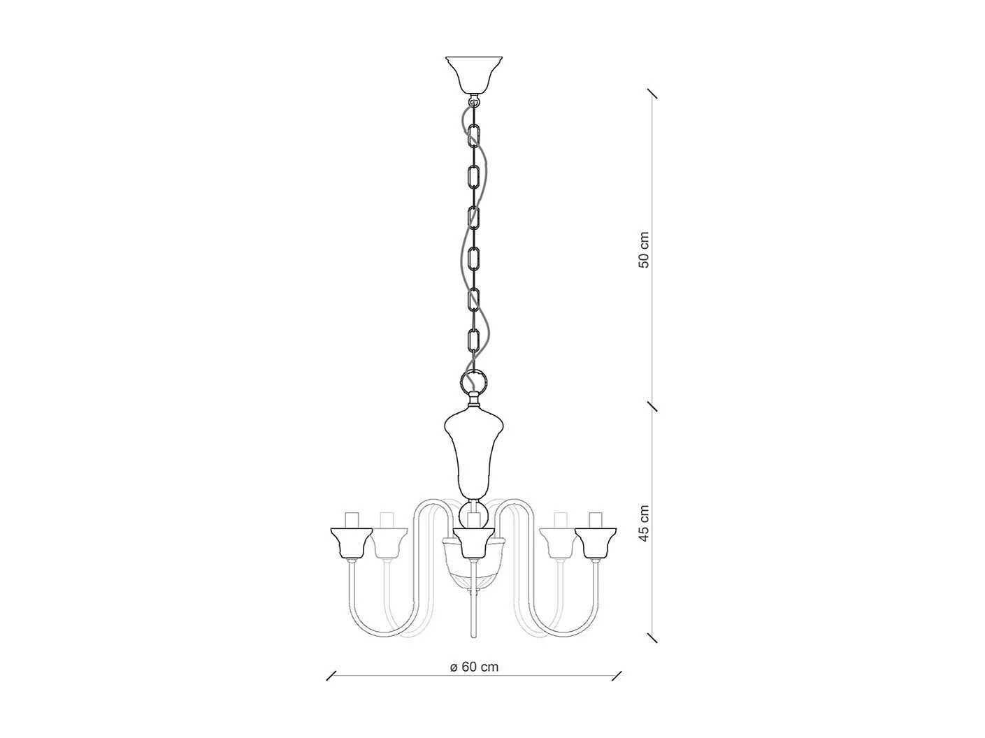 Lampadario Classico Sanremo Metallo E Ceramica Bianco Sfumato Argento 5 Luci E14