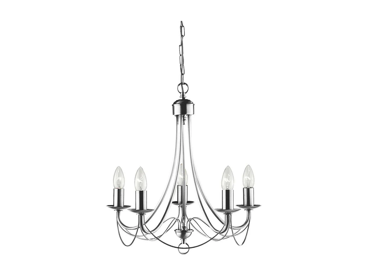 Searchlicht Maypole - 5 leichte mehrarmige Deckenanhänger Satin Silber, E14