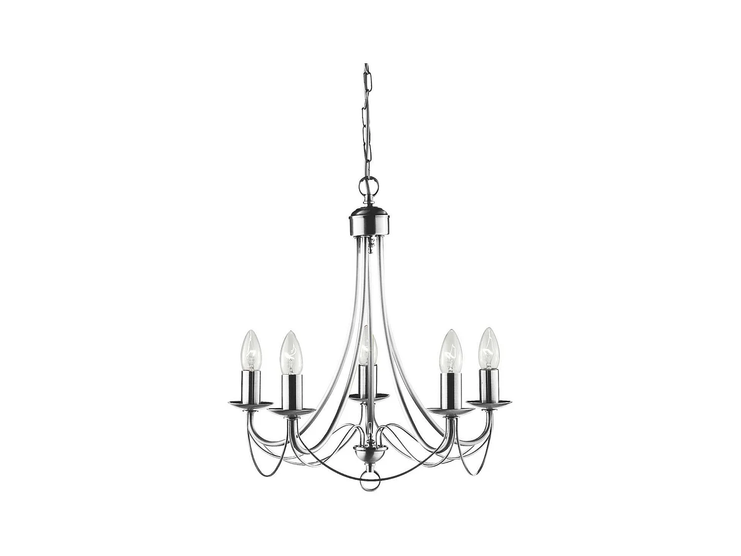 Searchlight Maypole - Sospensione a soffitto a 5 luci multibraccio argento satinato, attacco E14