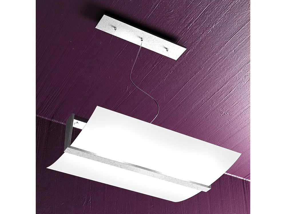 Wood Sospensione Cm.50 2 Luci Foglia Argento