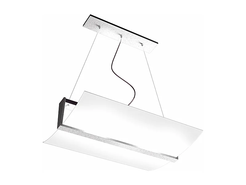 Wood Sospensione Cm.50 2 Luci Foglia Argento