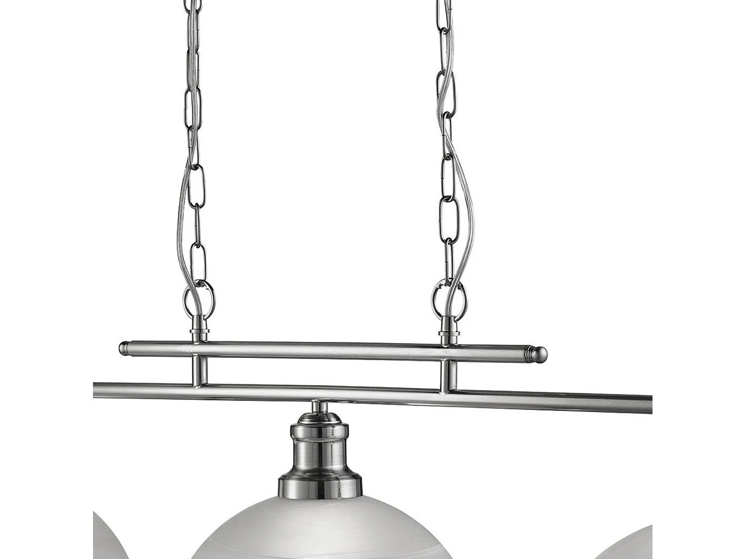 Lampadario Contemporaneo Bistro Acciaio Argento Vetro 3 Luci E27