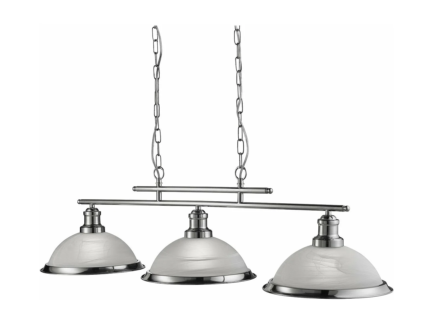 Lampadario Contemporaneo Bistro Acciaio Argento Vetro 3 Luci E27