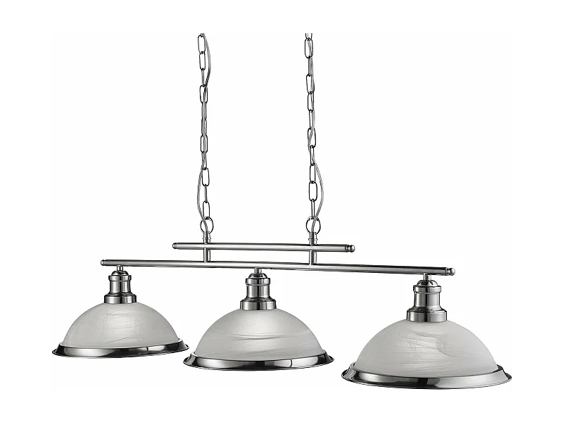 Lampadario Contemporaneo Bistro Acciaio Argento Vetro 3 Luci E27