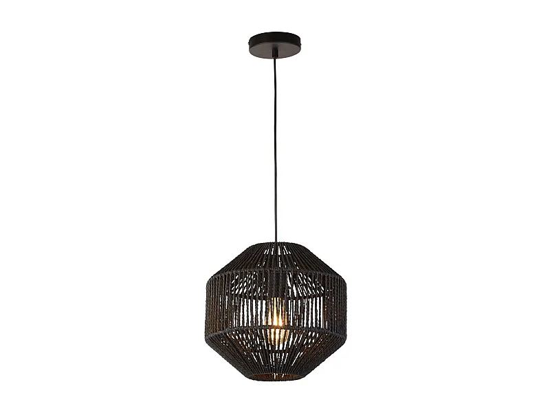 Suchscheinwerfer Wicker 1 licht Pendant, Black Wicker