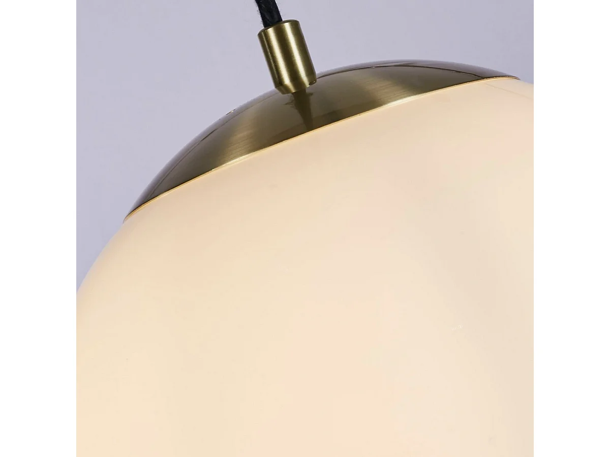 Searchlight Atom II Pendente Atom 30cm Ottone satinato, vetro opale