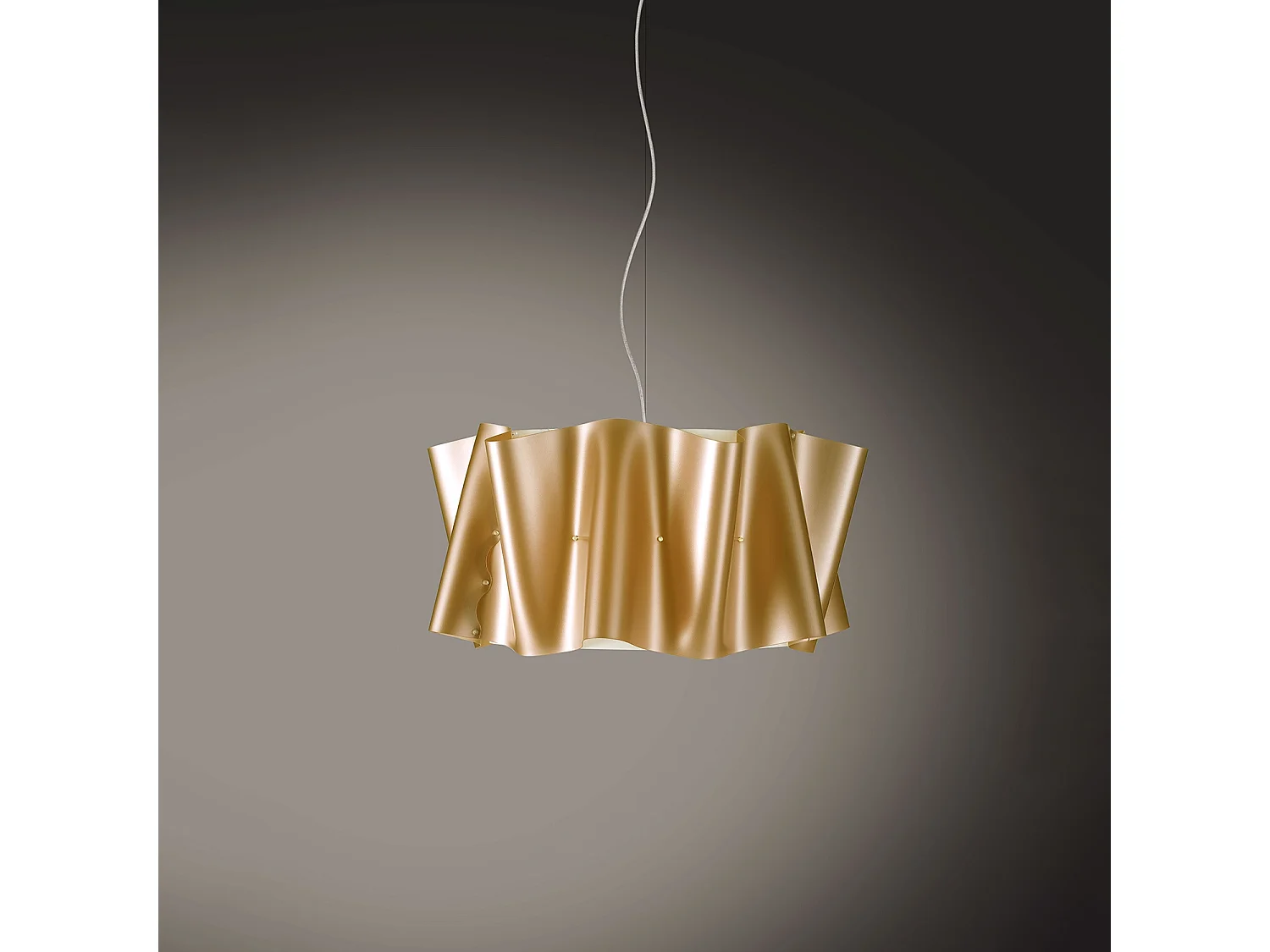 Sospensione Moderna Folio Polilux ® New Gold E Metallo Cromo 1 Luce E27 D60Cm