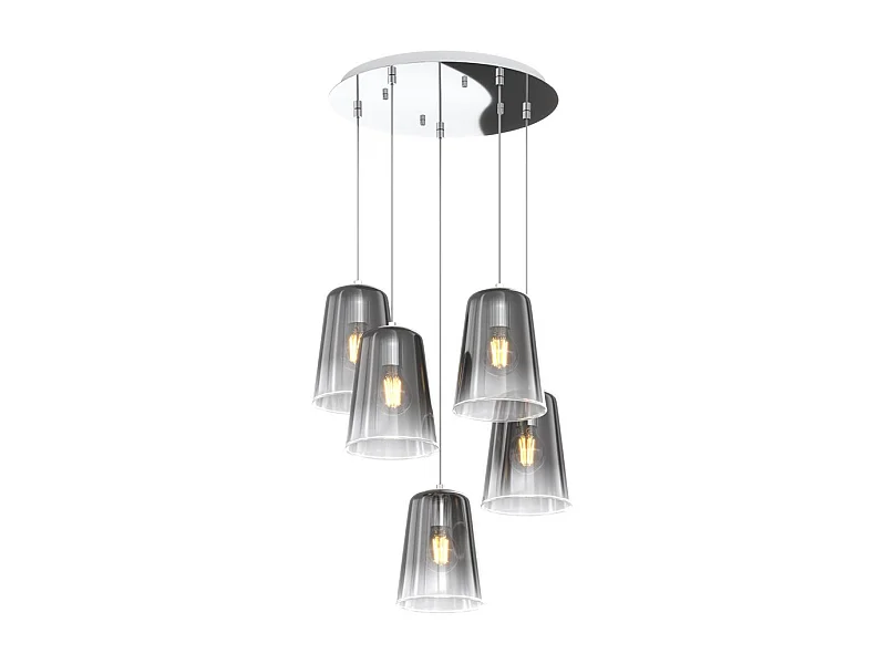 Sospensione Cromo Tonda 5 Luci Cromo