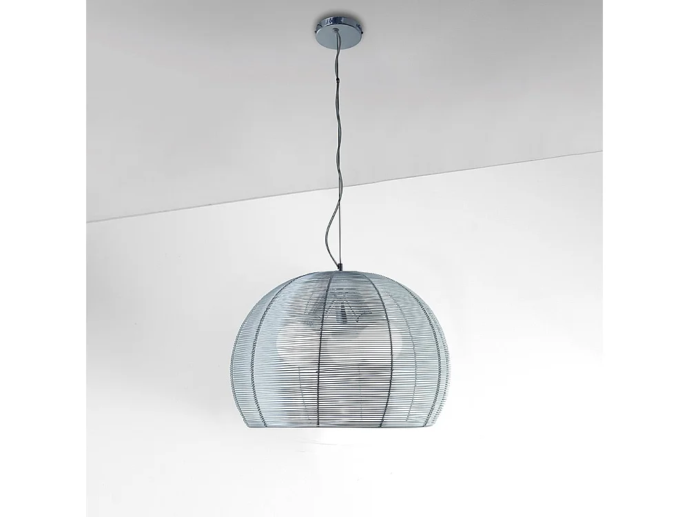 Sospensione Moderna Basket Alluminio E Metallo Grigio 3 Luci E27 50Cm