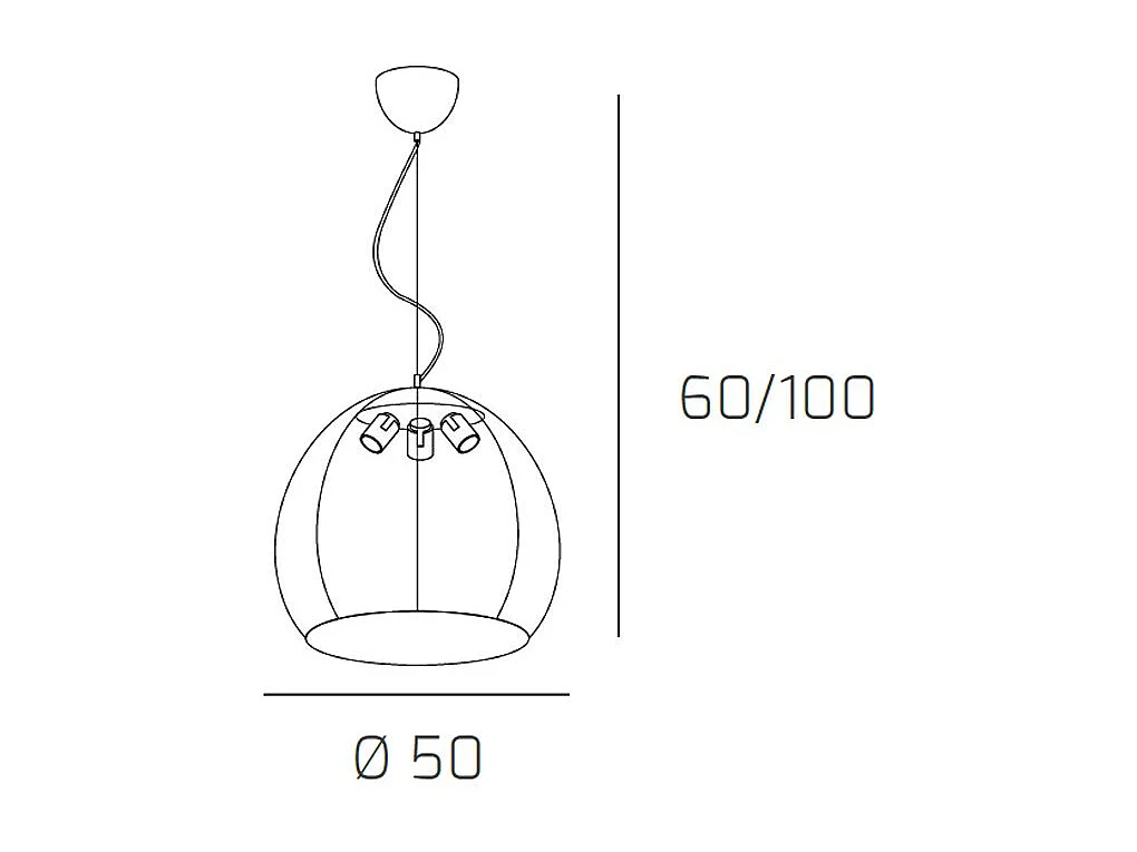 Sospensione Moderna Basket Alluminio E Metallo Grigio 3 Luci E27 50Cm