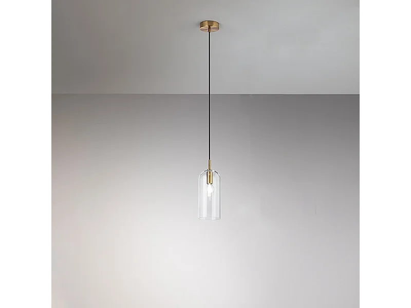 Lampadario Contemporaneo Coro 1 Luce E14 Trasparente Diffusore Allungato