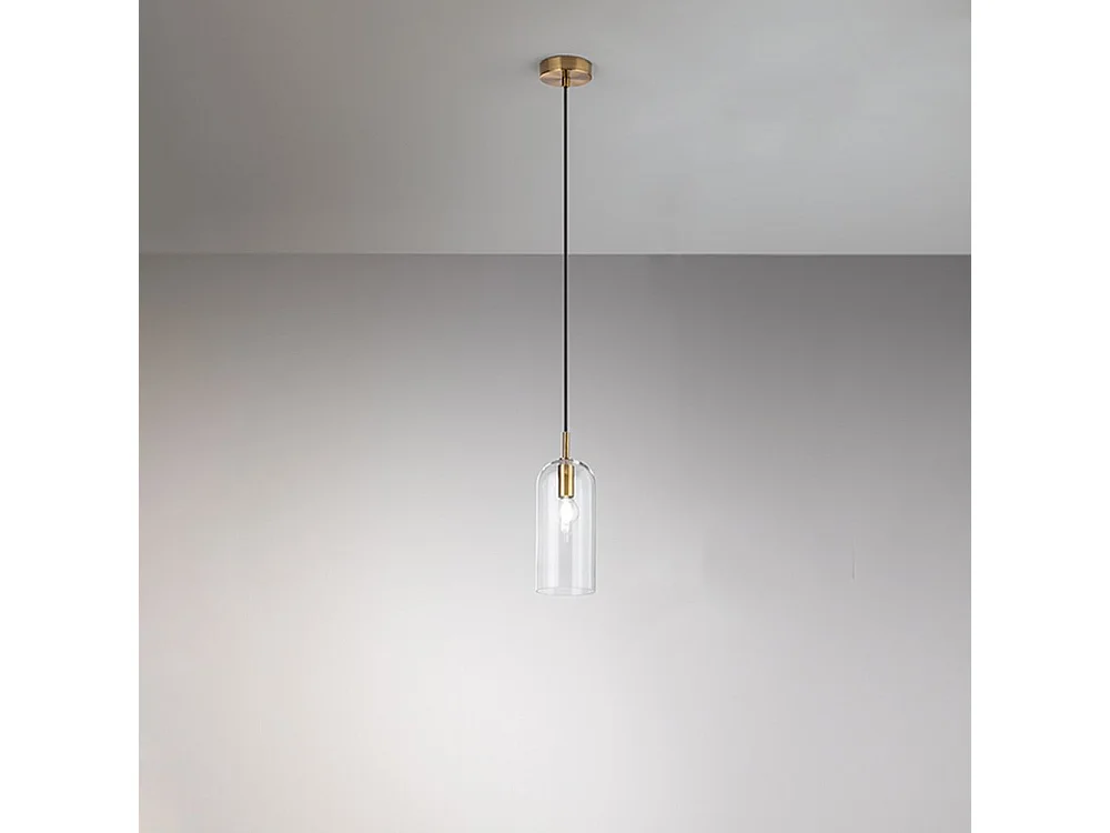 Sospensione Contemporanea Coro Metallo Oro Vetro Trasparente 1 Luce E14