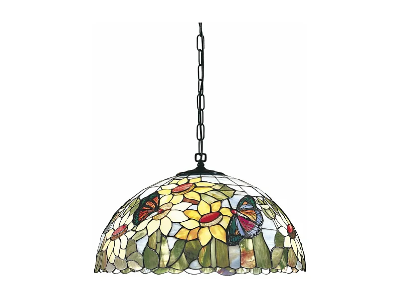 Sospensione Tiffany Vetro Multicolor Chiaro 1 Luce E27