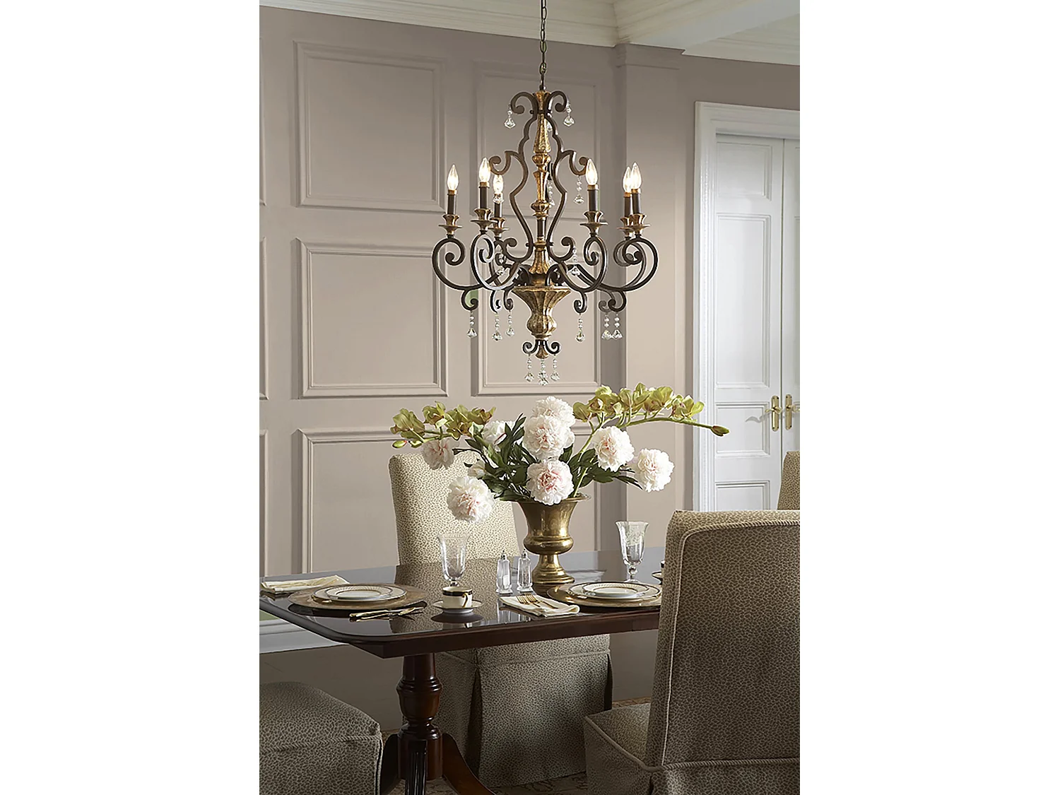 Elstead Marquette - Lampadario a 6 luci con finitura bronzo antico, attacco E14