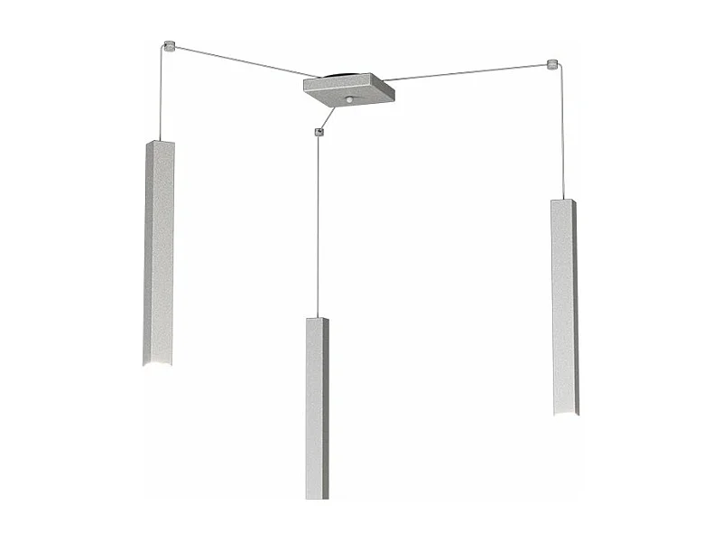 Square Tube Sospensione 3 Luci Grigio Cavo Cm.250 Con Base