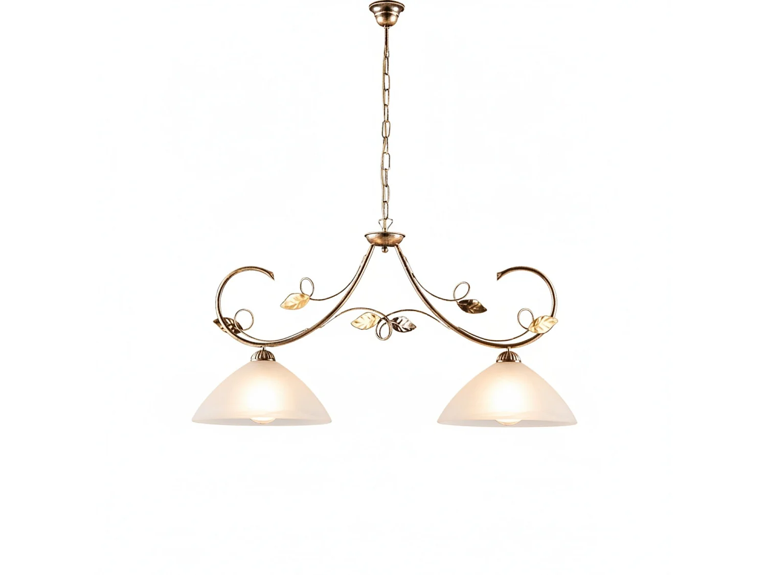 Lampadario Rustico Magnolia 2 Luci Marrone e Bianco LuceArt Classic