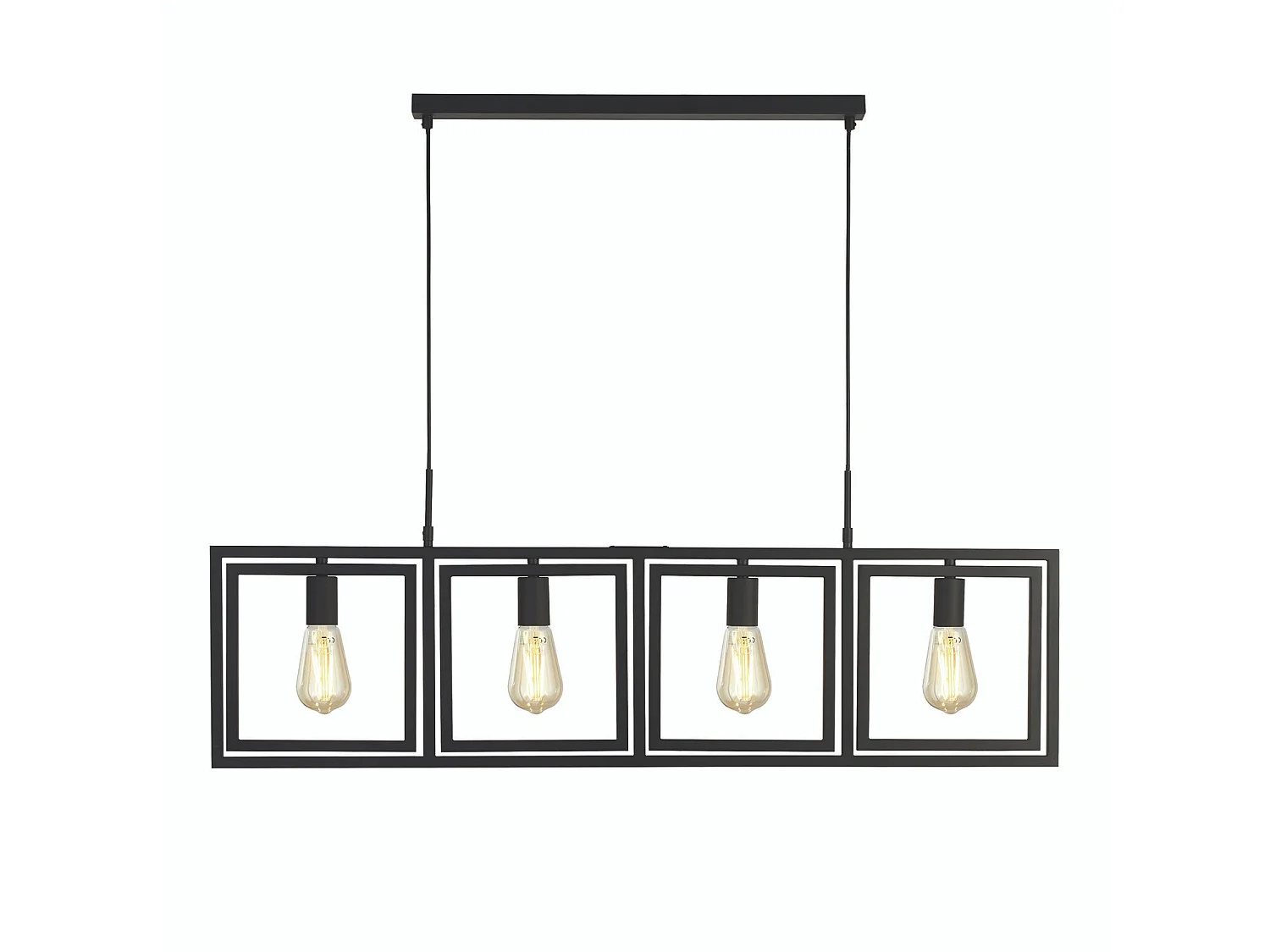 Lampadario Contemporaneo Plaza Acciaio Nero 4 Luci E27