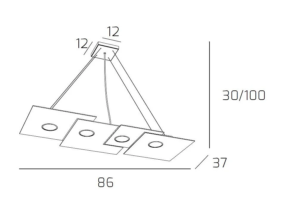Plate Sospensione 4 Luci Rettangolare Sabbia