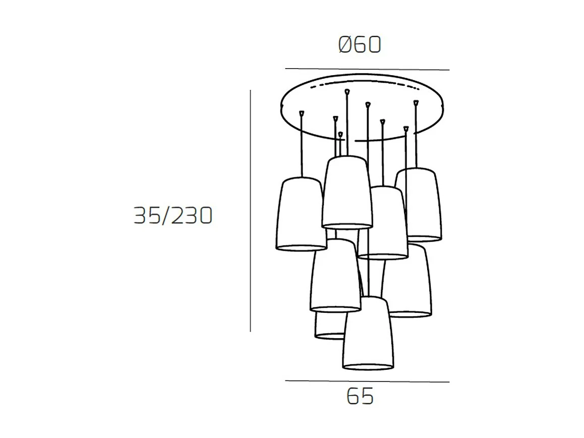 Sospensione Cromo Tonda 8 Luci Rame