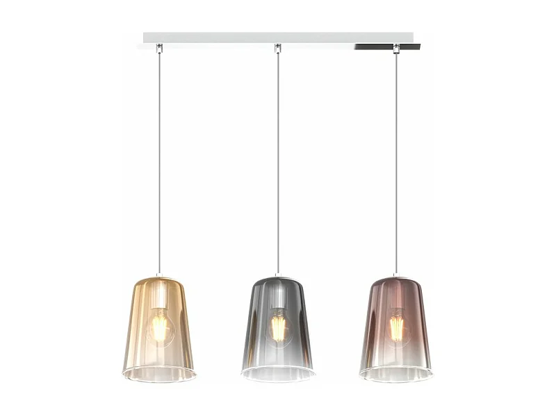 Sospensione Cromo Rettangolare 3 Luci (1 Am+1 Ra+1 Cr)