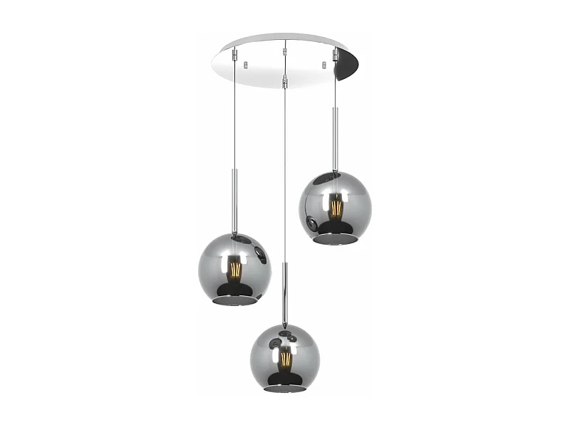 Sosp. Cromo Tonda 3 Luci Vetri Tutti Medio Cromo