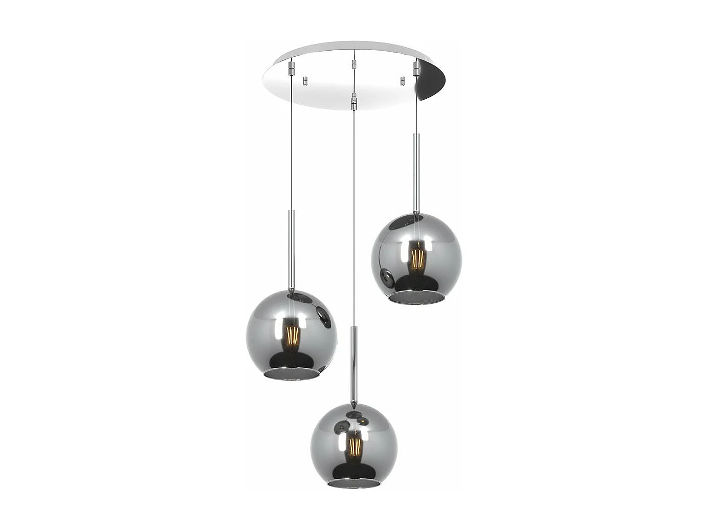 Sosp. Cromo Tonda 3 Luci Vetri Tutti Medio Cromo