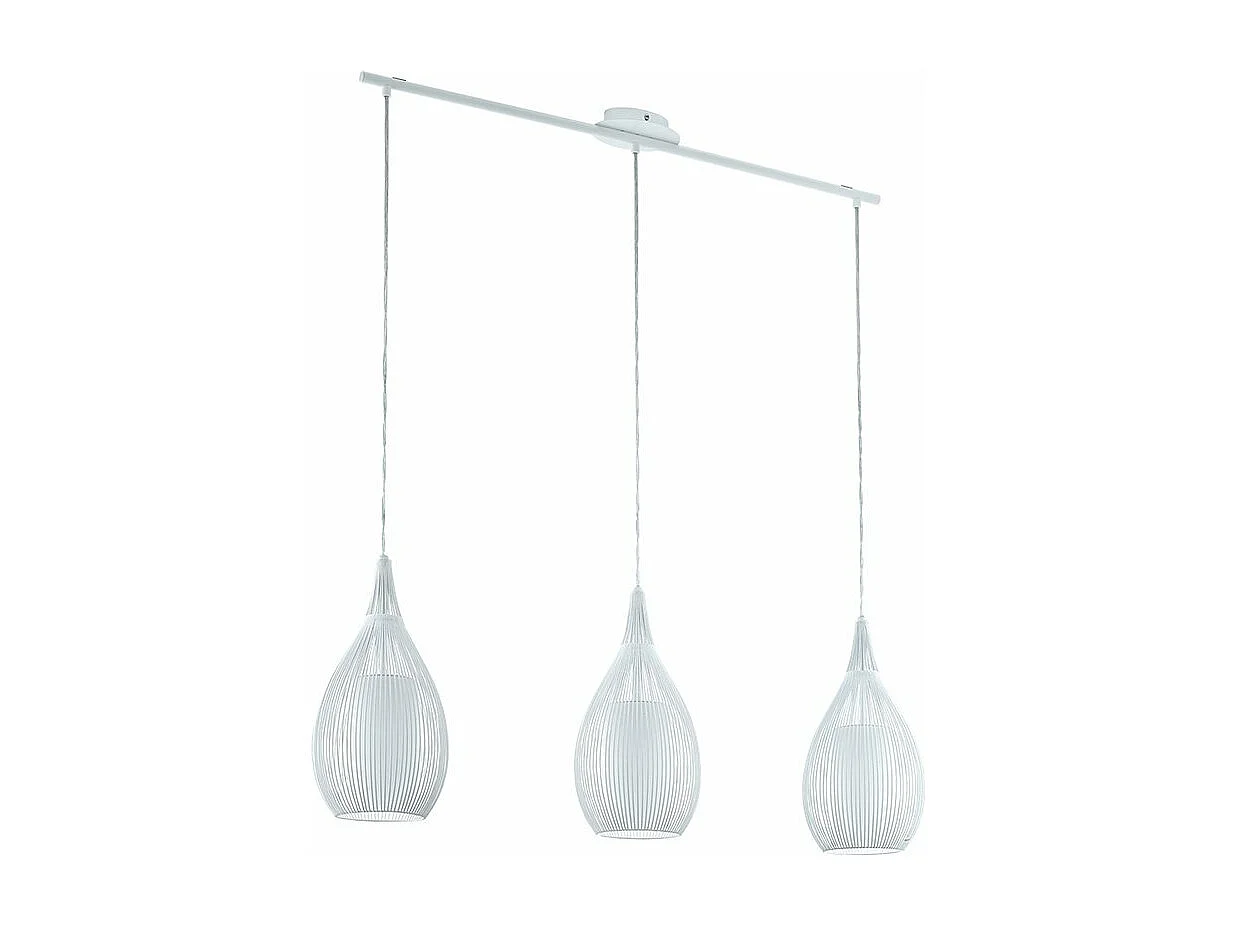 Lampadario Contemporaneo Razoni 3 Luci Acciaio Bianco