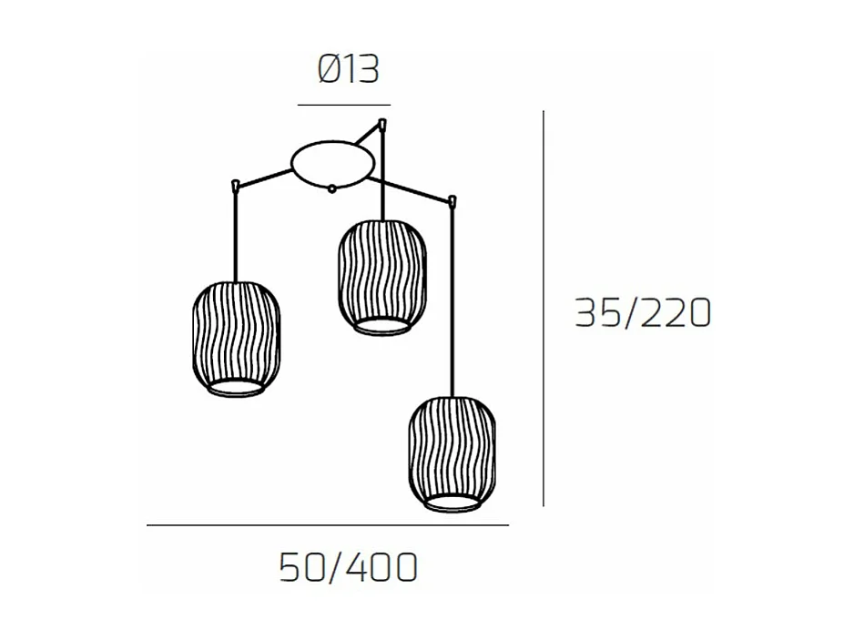 Sospensione Cromo 3 Luci Spostabile Vetri Fume