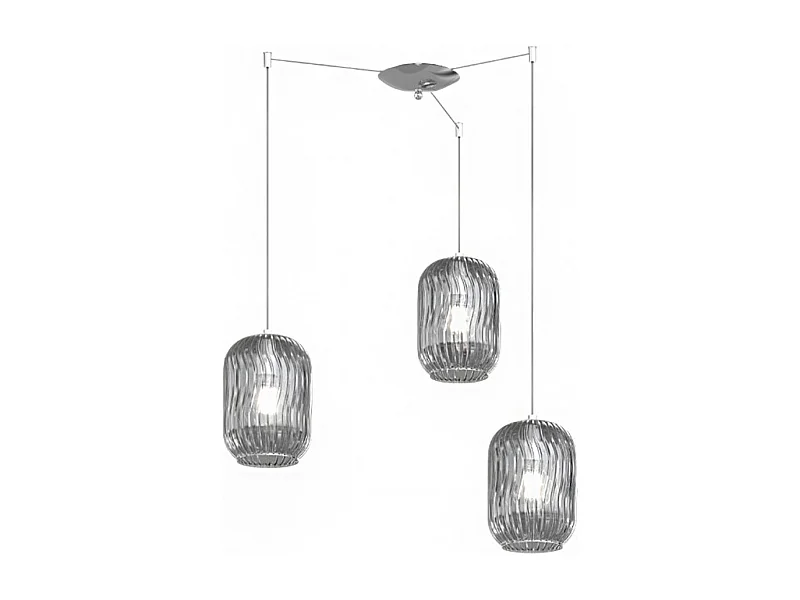 Sospensione Cromo 3 Luci Spostabile Vetri Fume