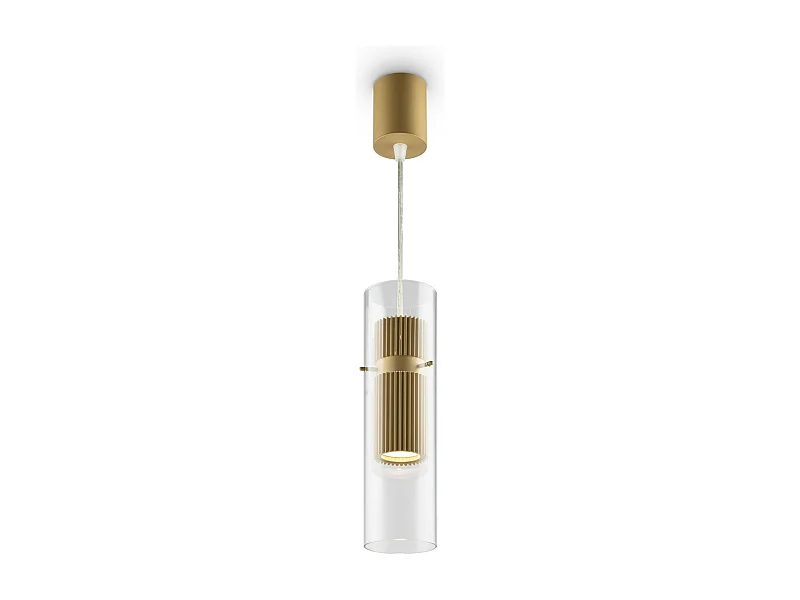 Lampadario A Sospensione Moderno Dynamics Alluminio Oro Vetro 1 Luce Gu10 50W