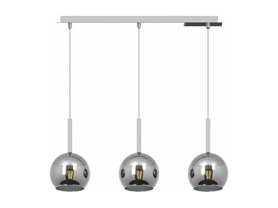 Sosp. Cromo Rettangolare 3 Luci Vetri Tutti Piccolo Cromo