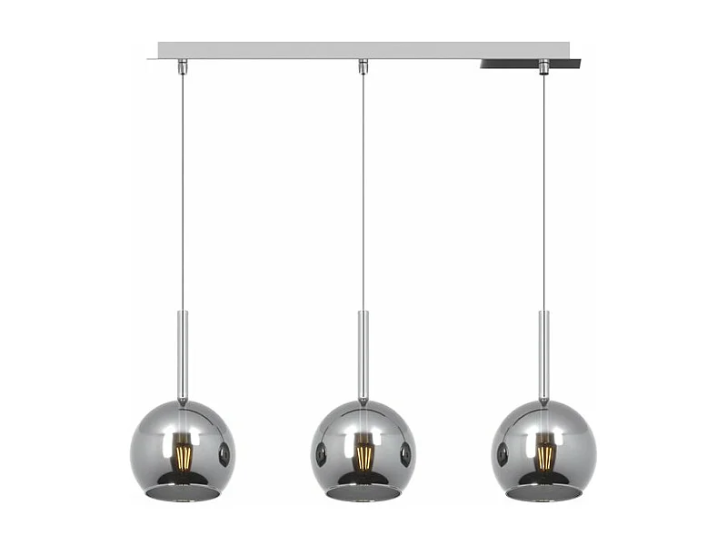 Sosp. Cromo Rettangolare 3 Luci Vetri Tutti Piccolo Cromo