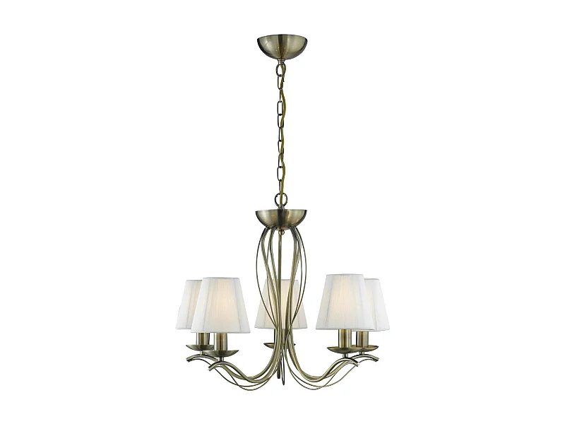 Searchlight Andretti Luminaire suspendu à 5 bras en laiton antique avec abat-jour, E14