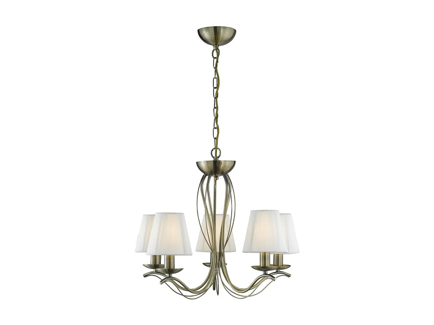 Searchlight Andretti Luminaire suspendu à 5 bras en laiton antique avec abat-jour, E14