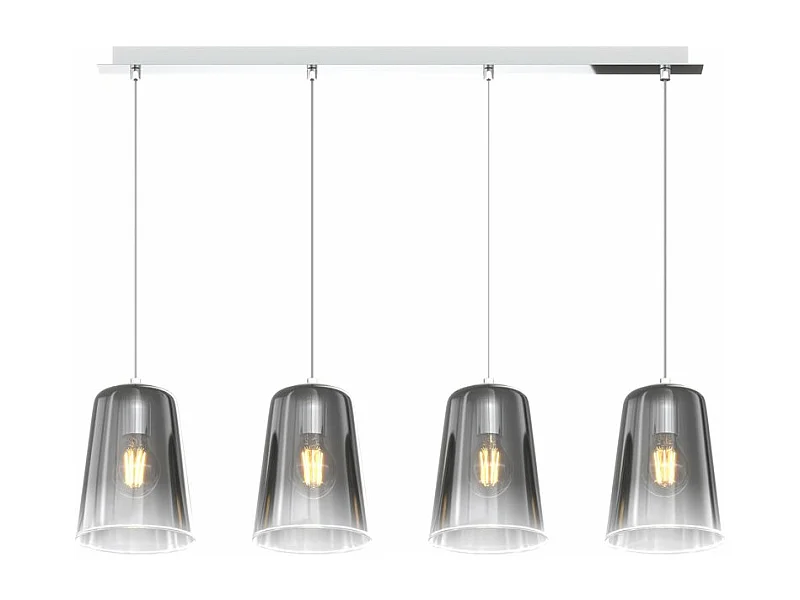 Sospensione Cromo Rettangolare 4 Luci Cromo