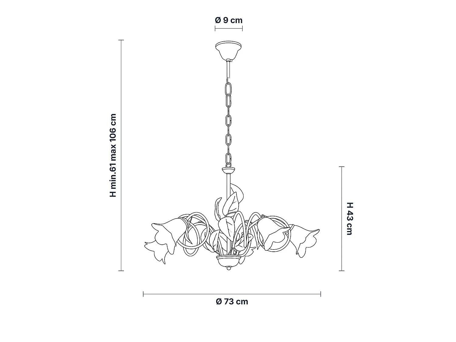 Lampadario Arte Povera Limone 5 Luci Avorio e Bianco LuceArt Classic