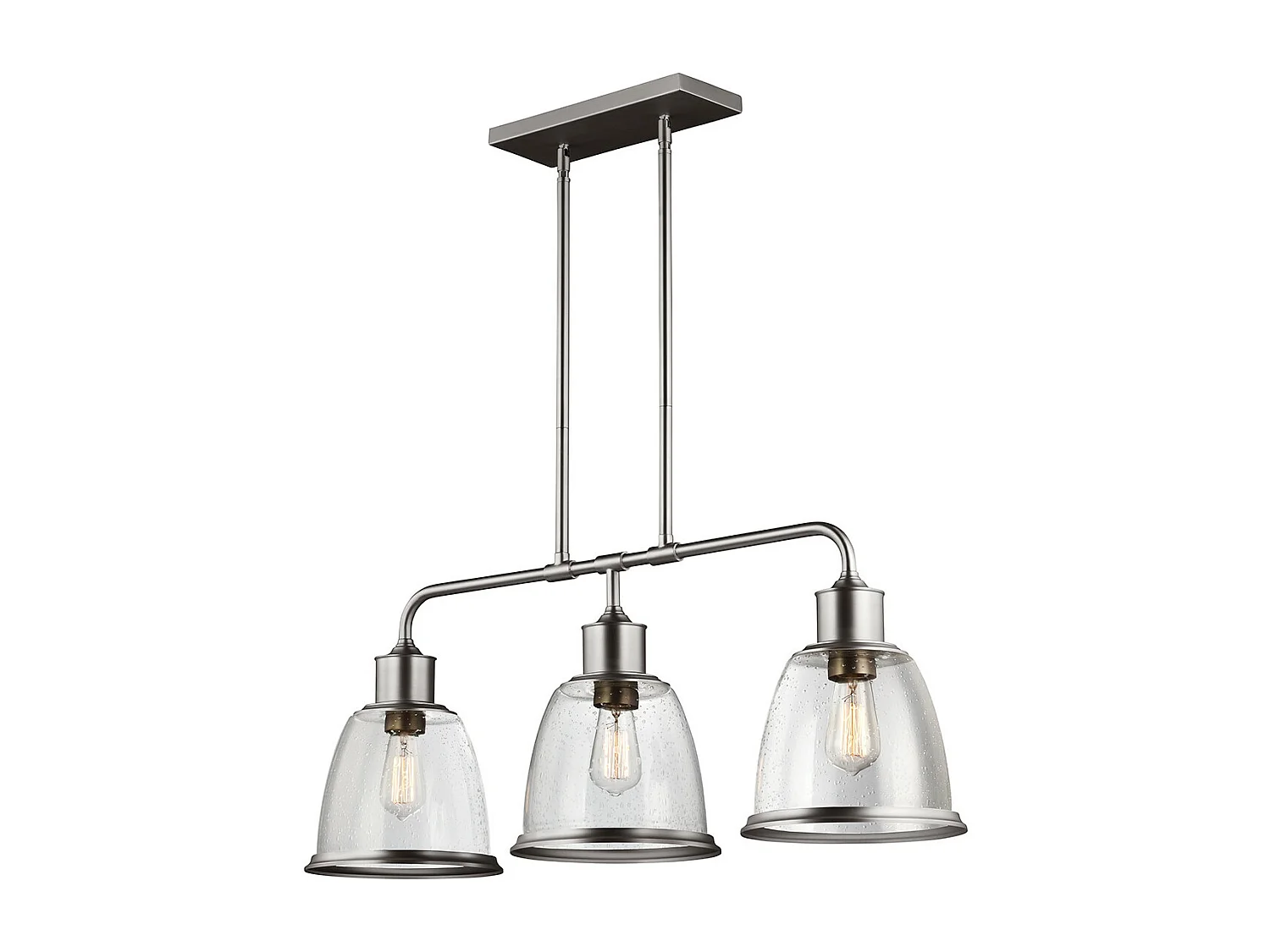 Elstead Hobson - Lampadario a 3 luci a soffitto a isola, lampadario a sospensione, nichel satinato, E27